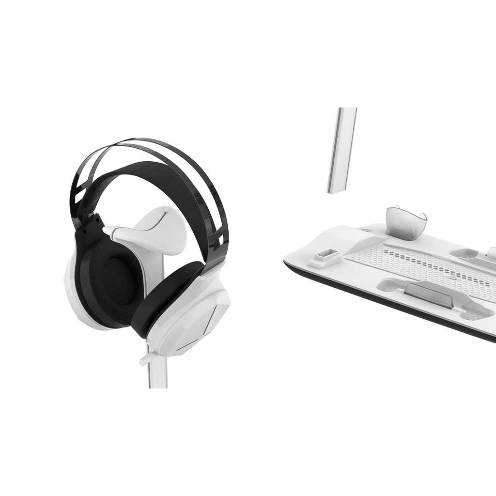 Porodo Gaming Accessories Gaming PS5 Slim Stand With Magnetic Charger Built In Safeguards White [PDX118]