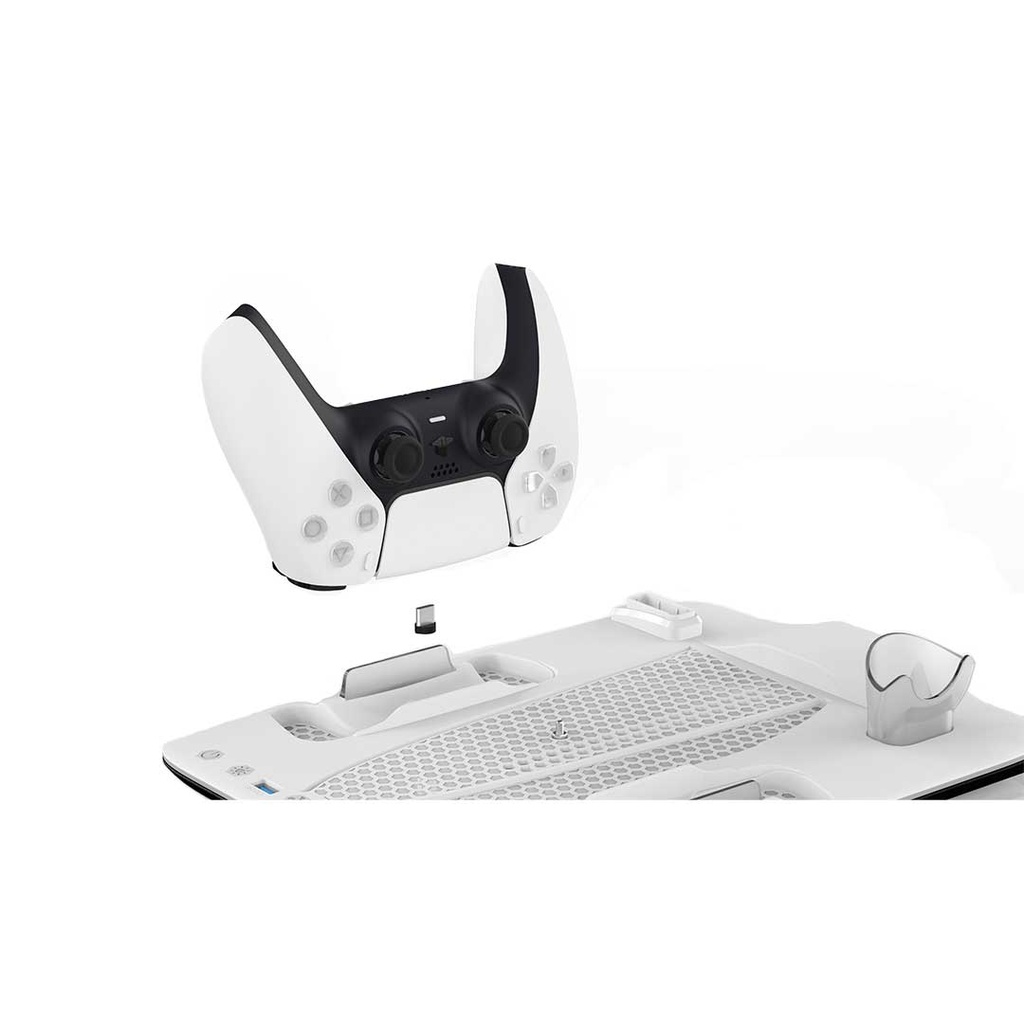 Porodo Gaming Accessories Gaming PS5 Slim Stand With Magnetic Charger Atmospheric Lighting White [PDX118]