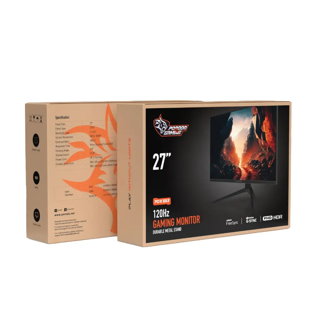 Porodo Gaming 27" FHD 120Hz Gaming Monitor - Black