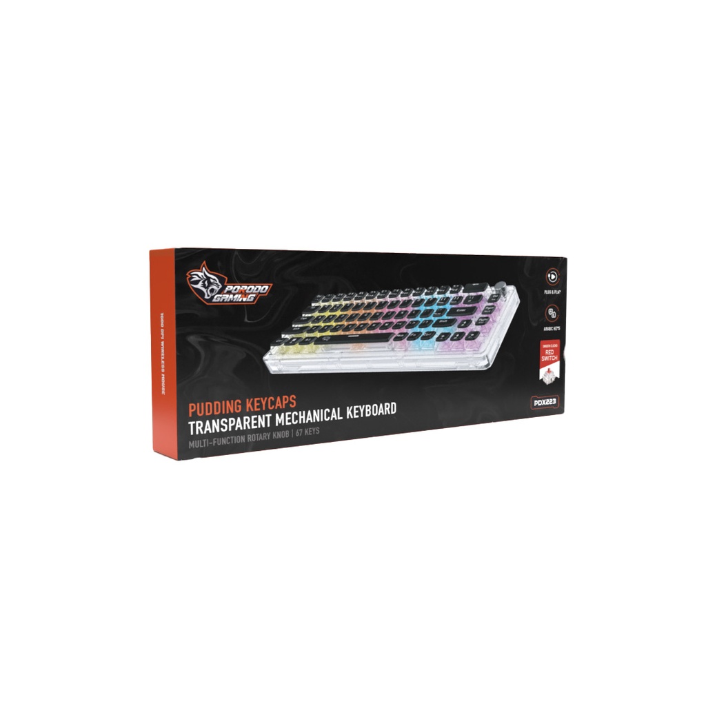 Porodo Gaming Pudding Keycaps Transparent Mechanical Keyboard