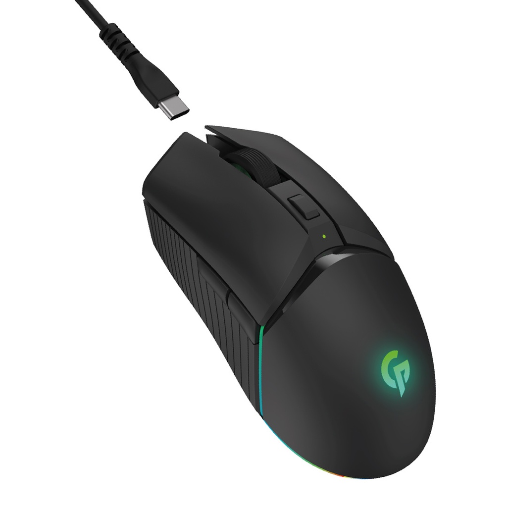 Porodo Gaming 7D Wireless RGB Mouse 10000 DPI with Built-In Rechargeable Battery 600mAh - Black