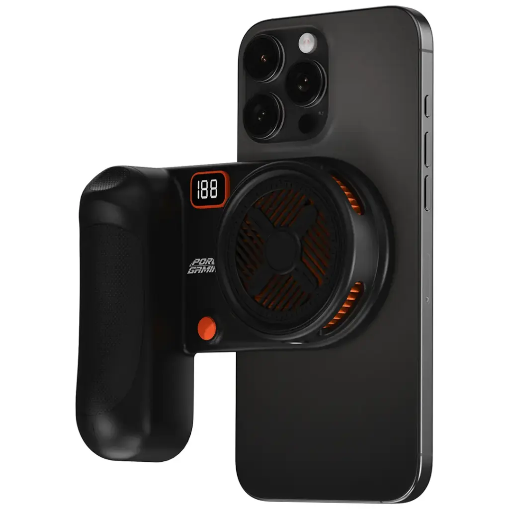 Porodo Gaming Arcticchill Magnetic Phone Cooler With Ultra-Quiet Fan - Black-Orange6.webp