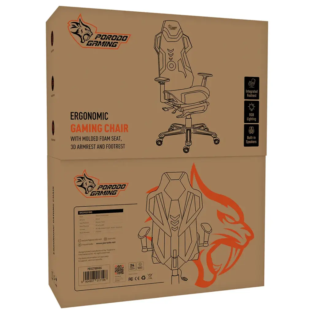 Porodo Gaming Ergonomic Gaming Chair - BlackOrange6.webp