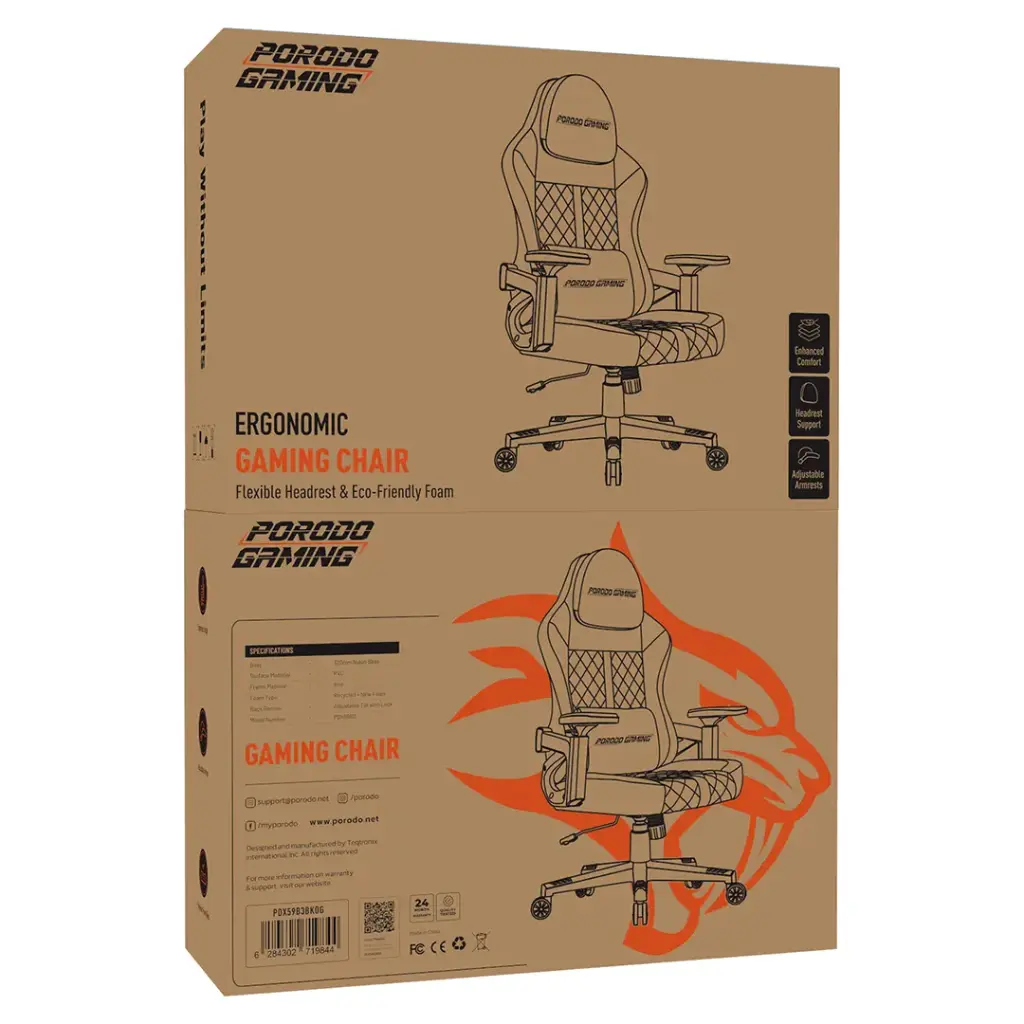 Porodo Gaming Ergonomic Gaming Chair - BlackOrange (2).webp
