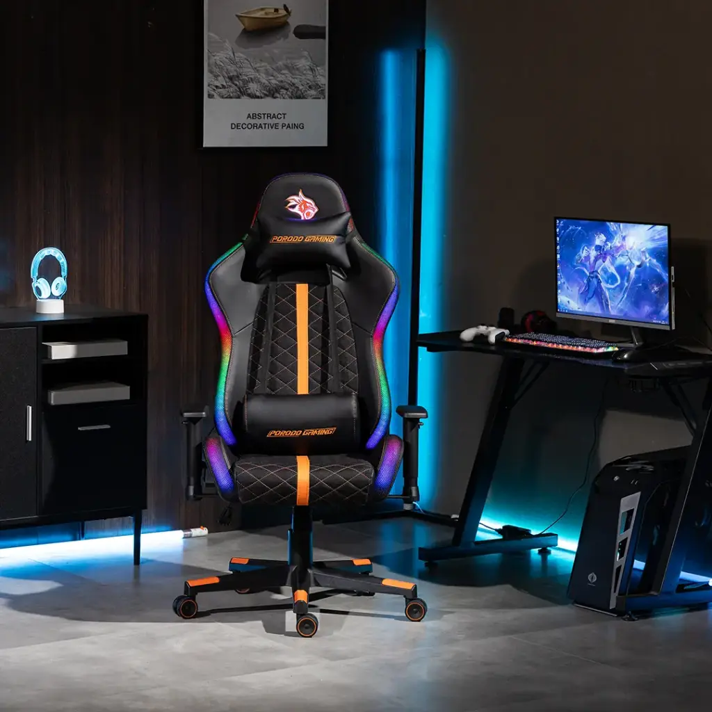 Porodo Gaming Ergonomic RGB Gaming Chair - BlackOrange (2).webp