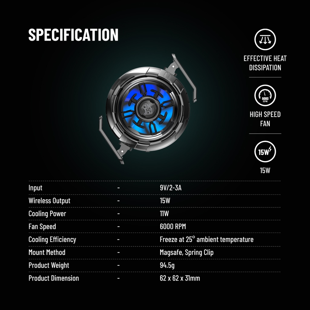 Porodo Gaming Freezing Semiconductor Charging  Magsafe  - Black