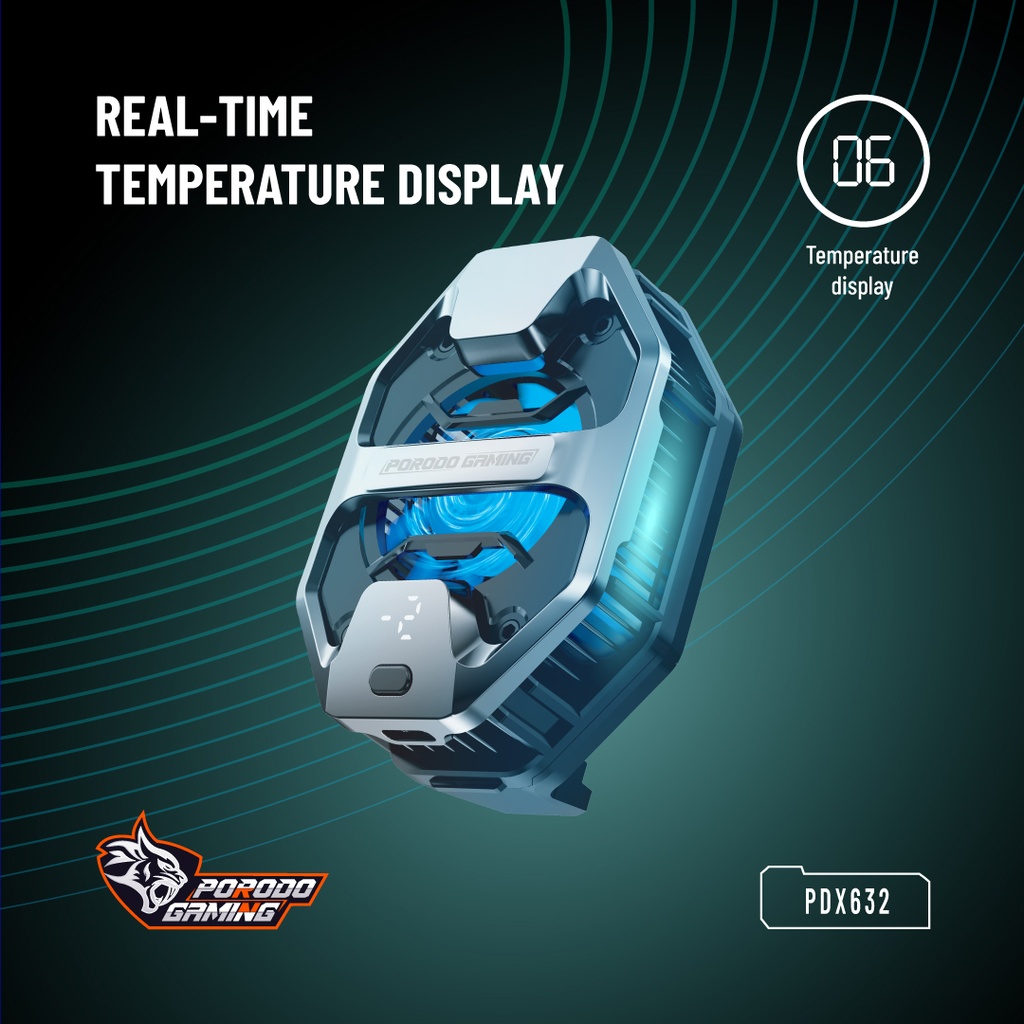 Porodo Gaming Freezing Semiconductor Mobile Cooling and Display - Grey