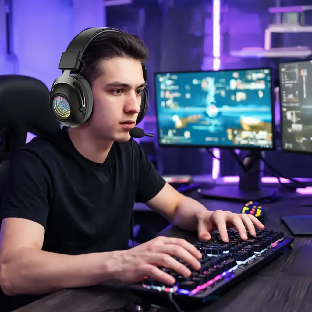 Porodo Gaming Infinity Mirror RGB Gaming Headset with Detachable Omnidirectional Mic - Black3.webp