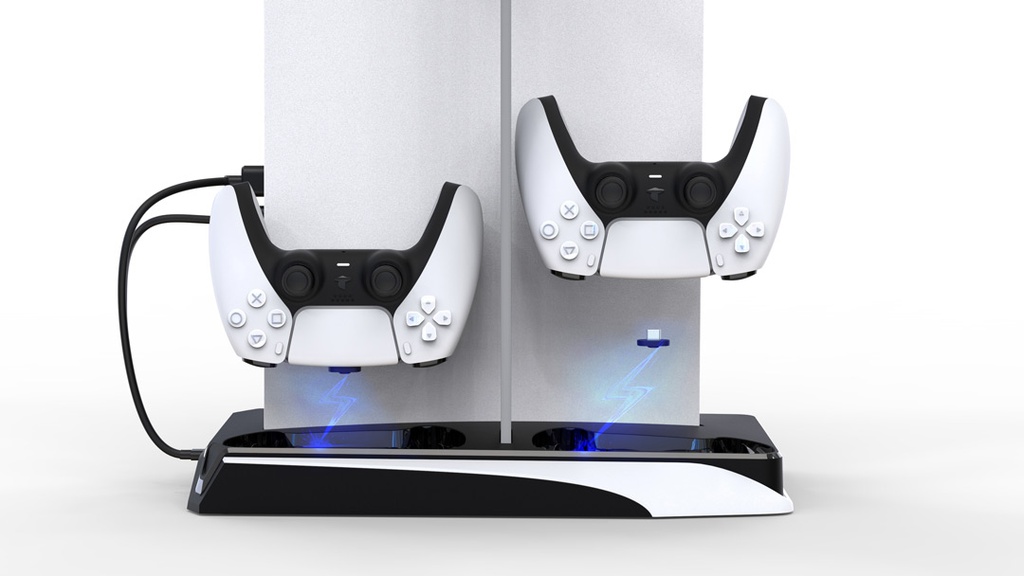 orodo Gaming Multi-Function PS5 and Headphone Cooling and Charging Hub - Black/White