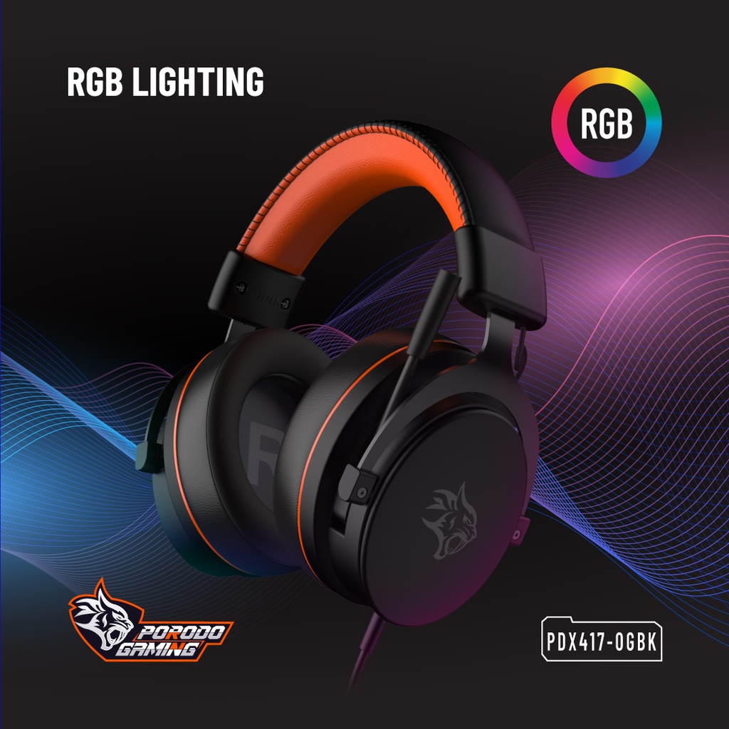Porodo Gaming PC RGB ENC Gaming Headphones - Black