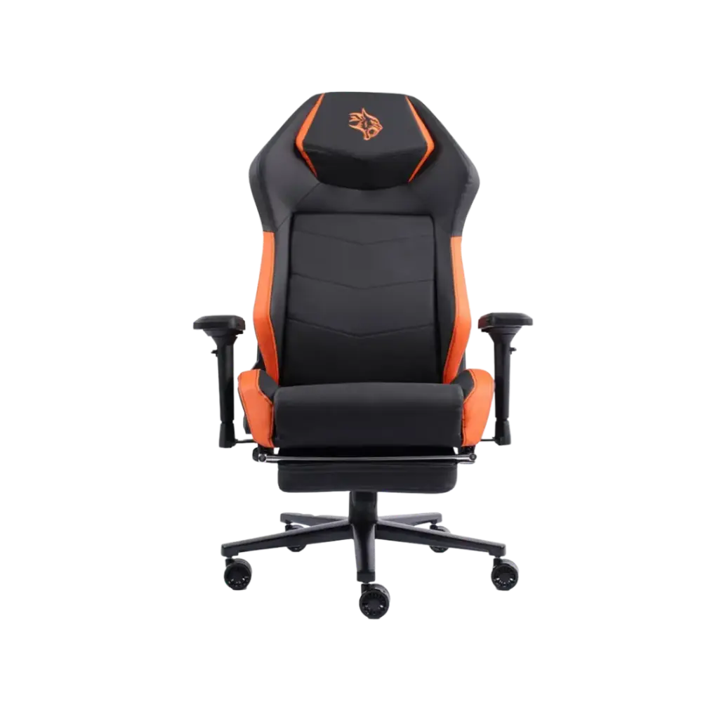 Porodo Gaming Professional Gaming Chair Molded Foam Seats/Armrest&Footrest-Black/Orange