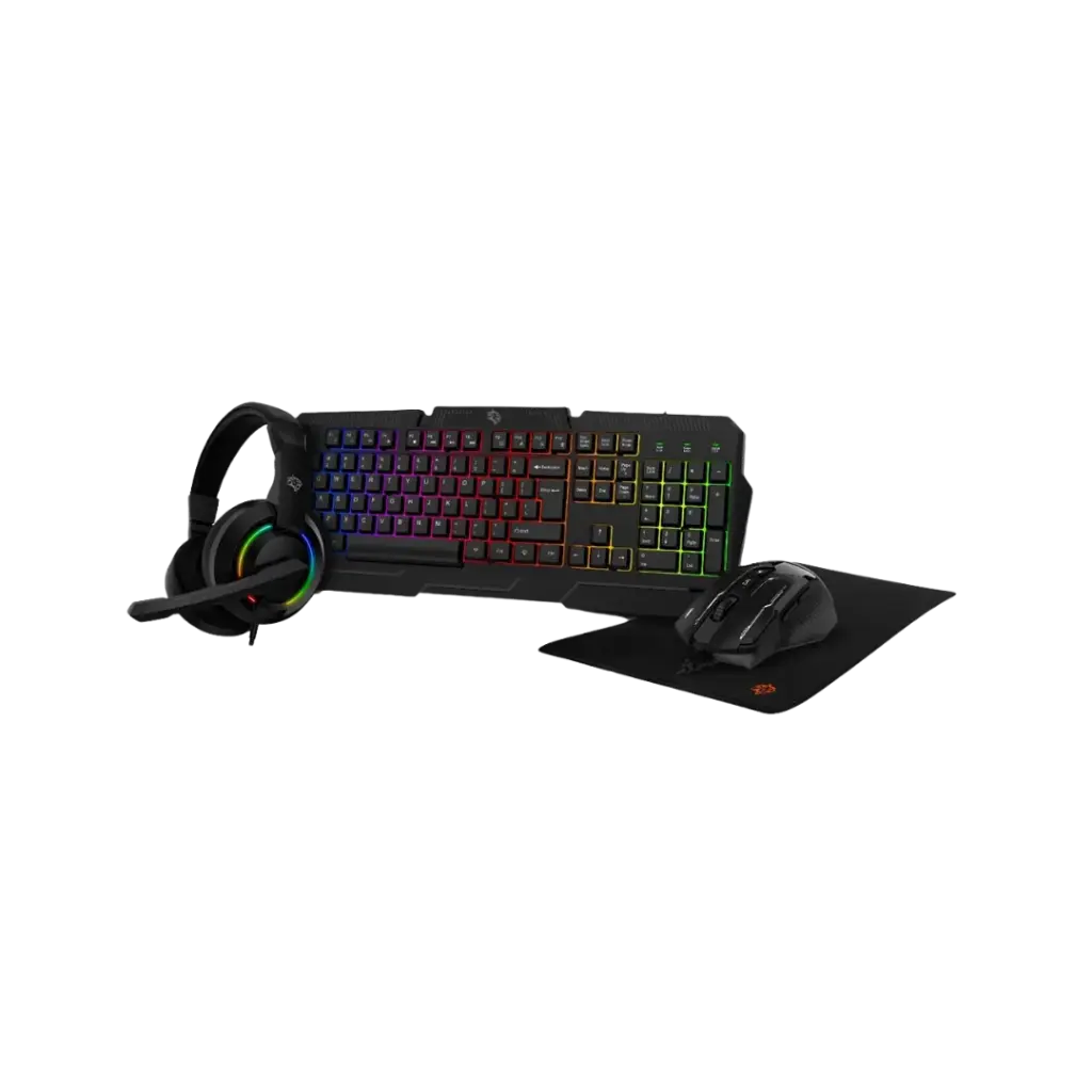 Porodo Gaming 4 in 1 Combo with Keyboard, Headphone, Mouse and Mouse Pad - Black