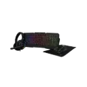 Porodo Gaming 4 in 1 Combo with Keyboard, Headphone, Mouse and Mouse Pad - Black