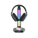 Porodo Gaming RGB Headphone Stand, Wireless Charging & USB-C Hub with Screen Lamp 5W