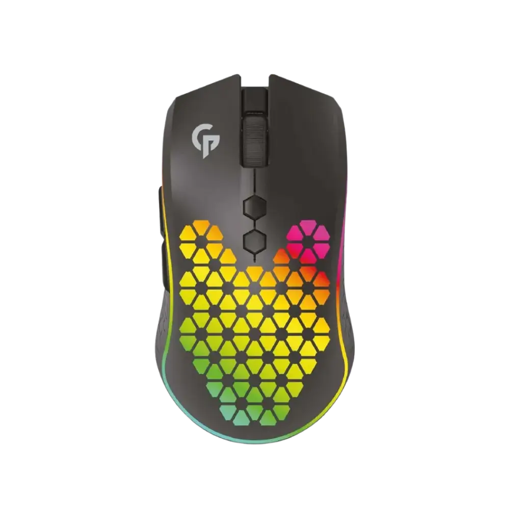 Porodo Gaming 9D Wireless RGB Mouse 10000 DPI with Built-In Rechargeable Battery 600mAh - Black