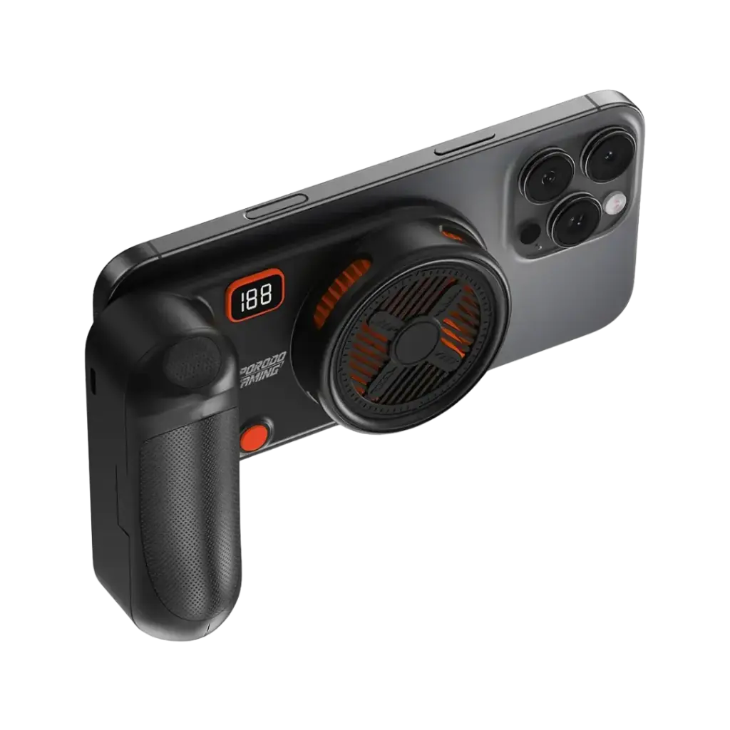 Porodo Gaming Arcticchill Magnetic Phone Cooler With Ultra-Quiet Fan - Black/Orange
