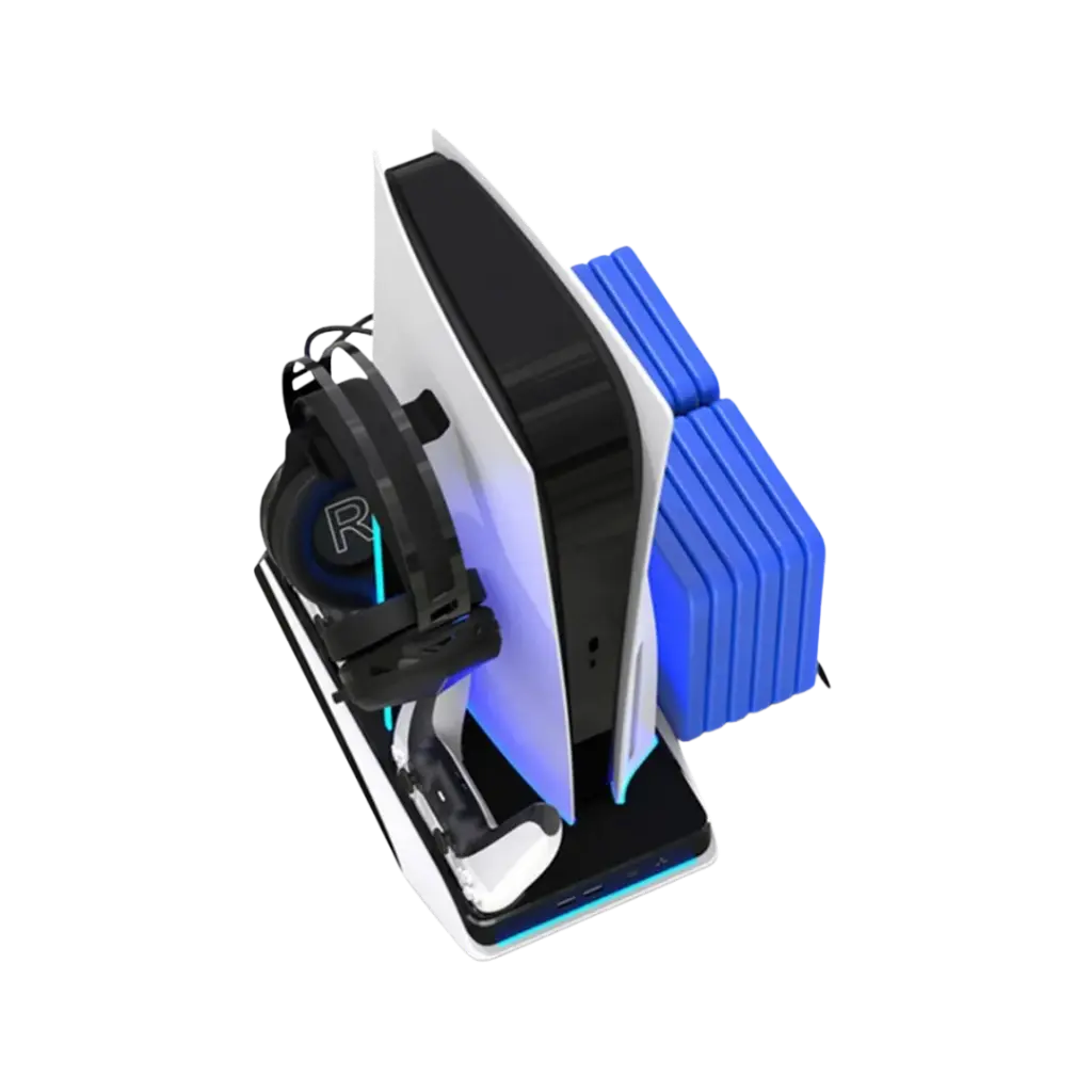 Porodo Gaming Multi-Function PS5 and Headphone Cooling and Charging Hub - Black/White