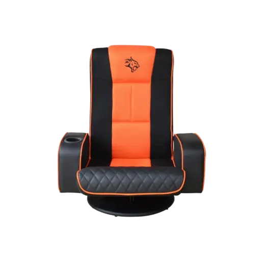 [PDX531-PG] Porodo Gaming Predator Pro Gaming Seat with Armrest & Cupholder 360 Swivel - Black/Orange