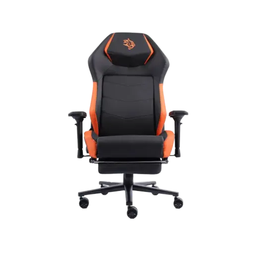 [PDX521-BK-PG] Porodo Gaming Professional Gaming Chair Molded Foam Seats/Armrest&Footrest-Black/Orange