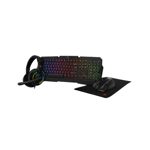 [PDX221-PG] Porodo Gaming 4 in 1 Combo with Keyboard, Headphone, Mouse and Mouse Pad - Black