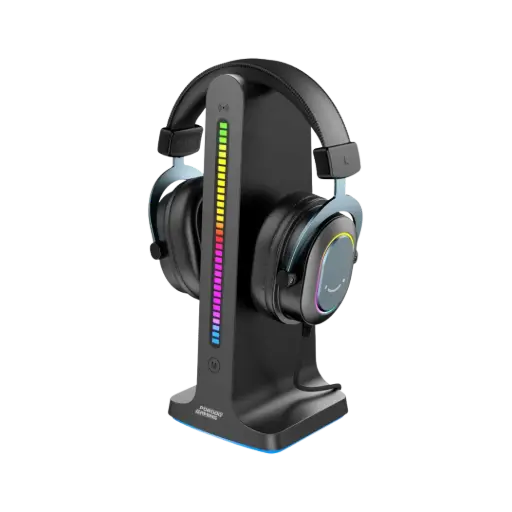[PDX528-PG] Porodo Gaming RGB Dynamic Sound Lighting Headphone Stand with Cable Storage 300mAh - Black