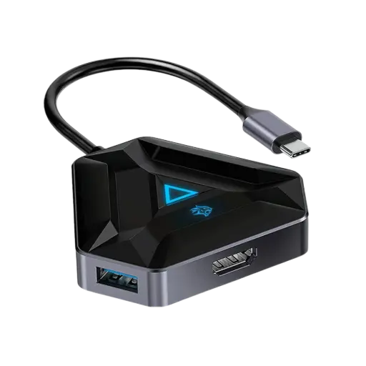 [PDX529-PG] Porodo Gaming 6in1 USB-C Hub Type-C PD 100W HDMI USB SD MicroSD - Black