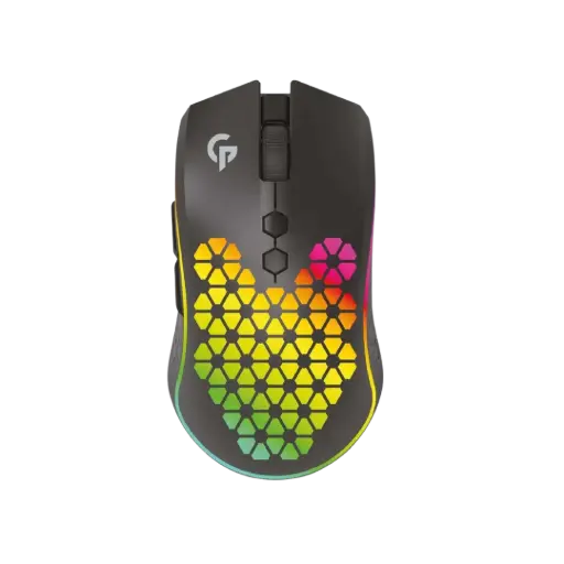 [PDX312-BK-PG] Porodo Gaming 9D Wireless RGB Mouse 10000 DPI with Built-In Rechargeable Battery 600mAh - Black