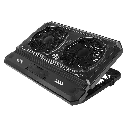 [PDX121-BK-PG] Porodo Gaming Crystal Shell Laptop Cooling Pad - Black