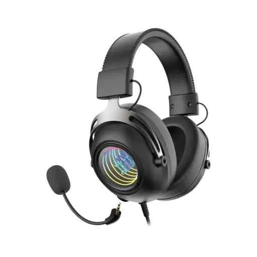 [PDXSTGHS759BK-PG] Porodo Gaming Infinity Mirror RGB Gaming Headset with Detachable Omnidirectional Mic - Black