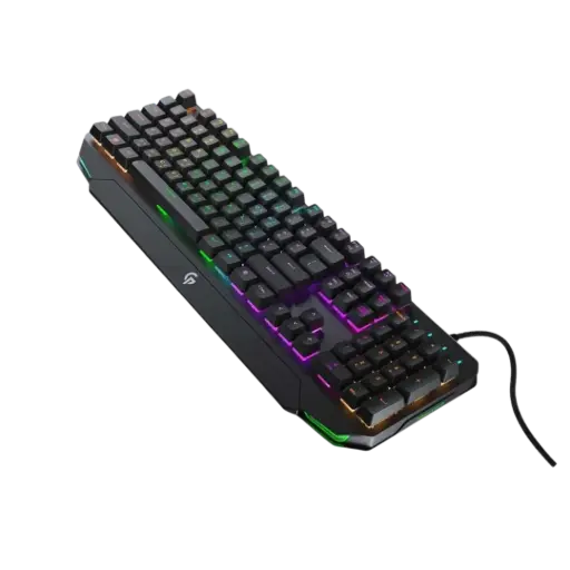 [PDX217-GY-PG] Porodo Gaming Mechanical Gaming Keyboard Ultra With Rainbow Lighting And Aluminum Panel